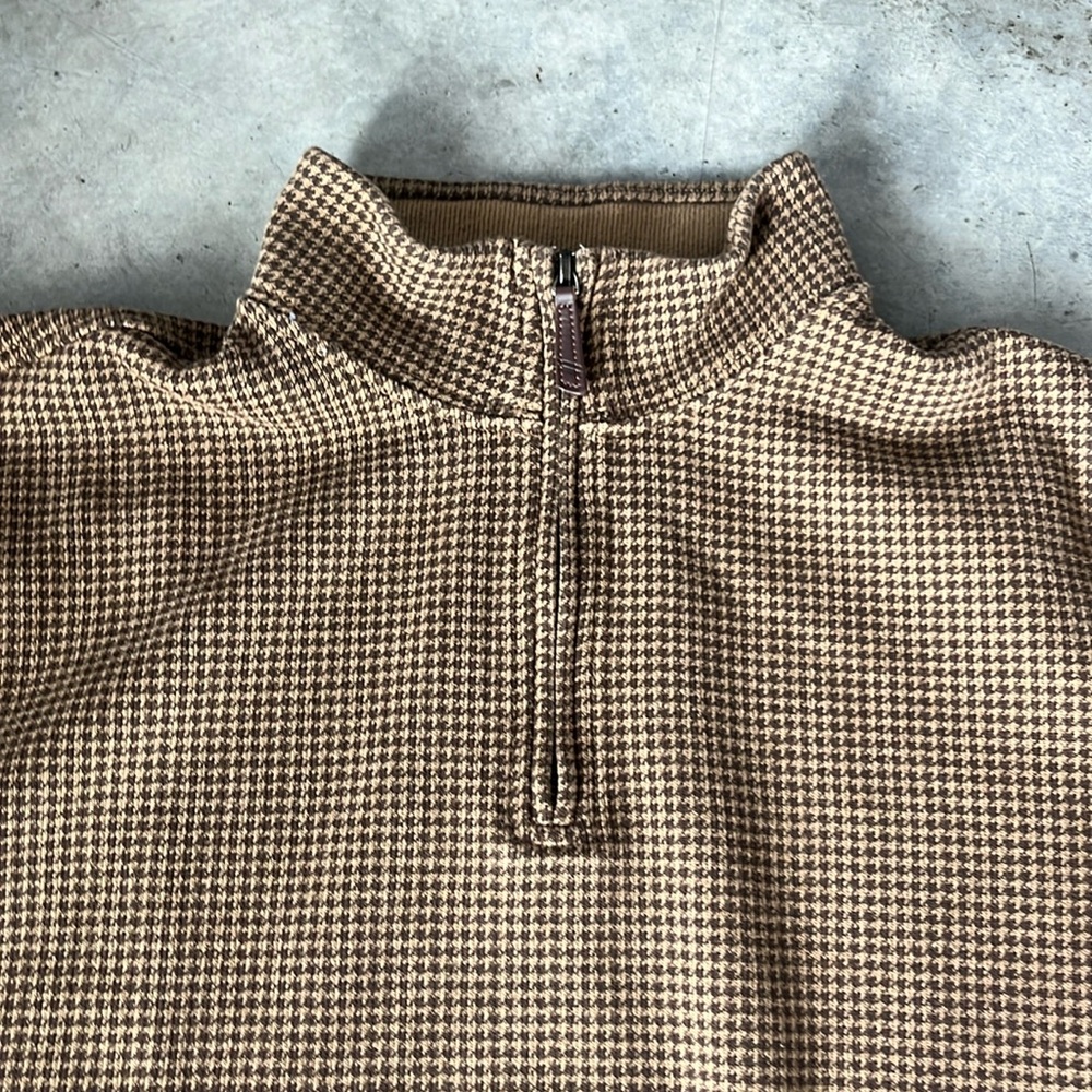 Men’s Quarter Zip. Land’s End. Brown Pattern.